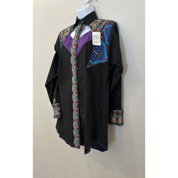 Vintage Rodeo Western Wear Women Shirt Cut Out M Square Dancing Aztec 1980 - Picture 4 of 6